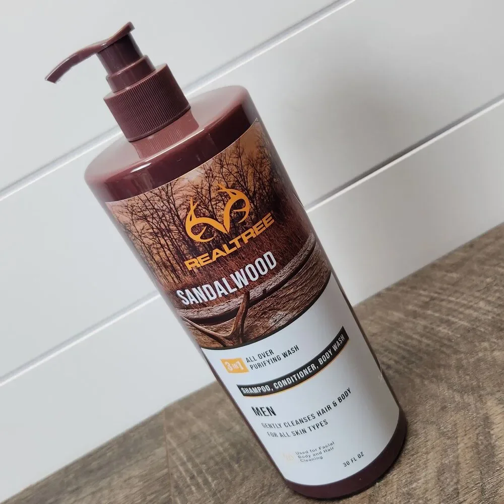 Real Tree Mens 3-In-1 All Over Purifying Wash Sandalwood 30 oz